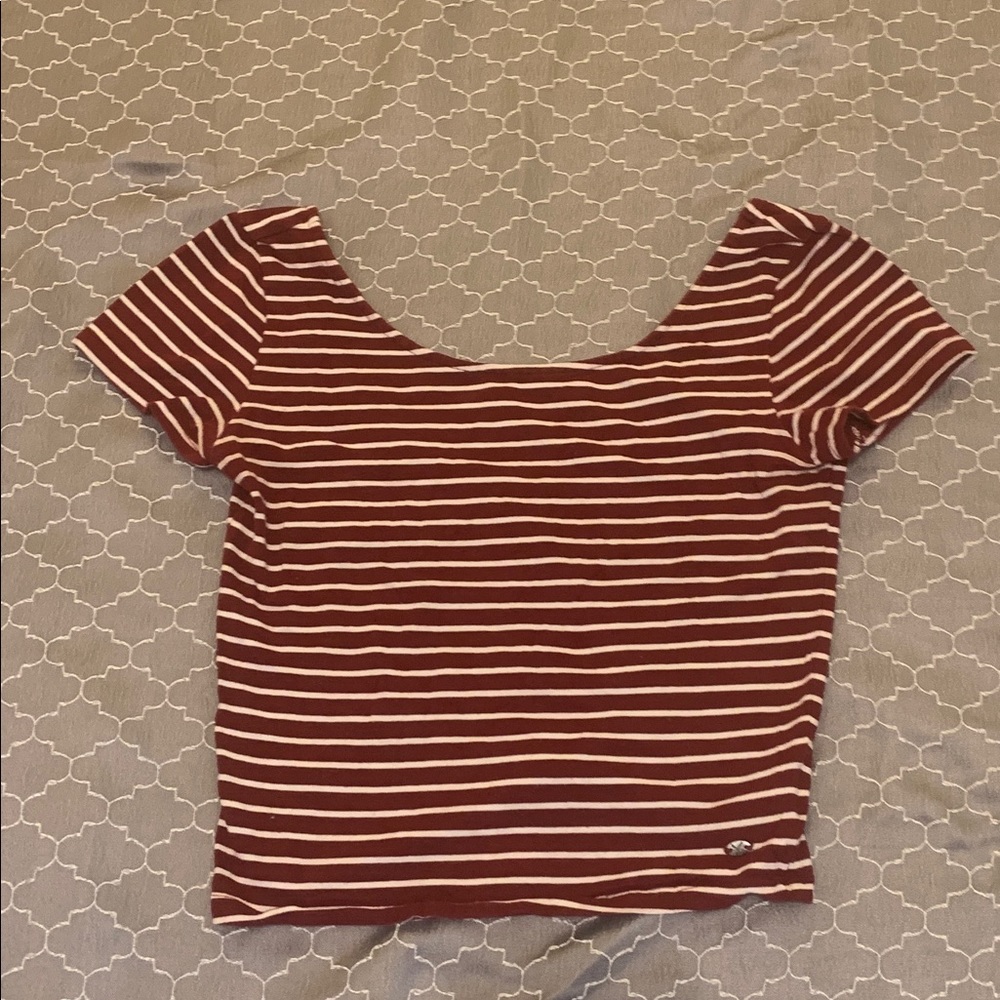 American Eagle Striped Red Crop Top